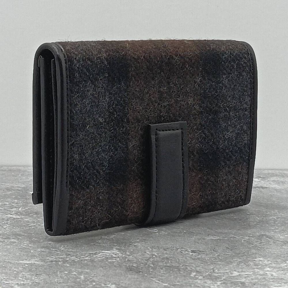 NIB Burberry Black Label Wool & Leather Compact Small Wallet Men’s Unisex - Picture 4 of 15